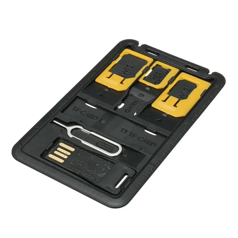 Универсальный мини-адаптер для SIM-карты «Все в 1», чехол для хранения с кардридером для TF-карт и лотком для SIM-карты