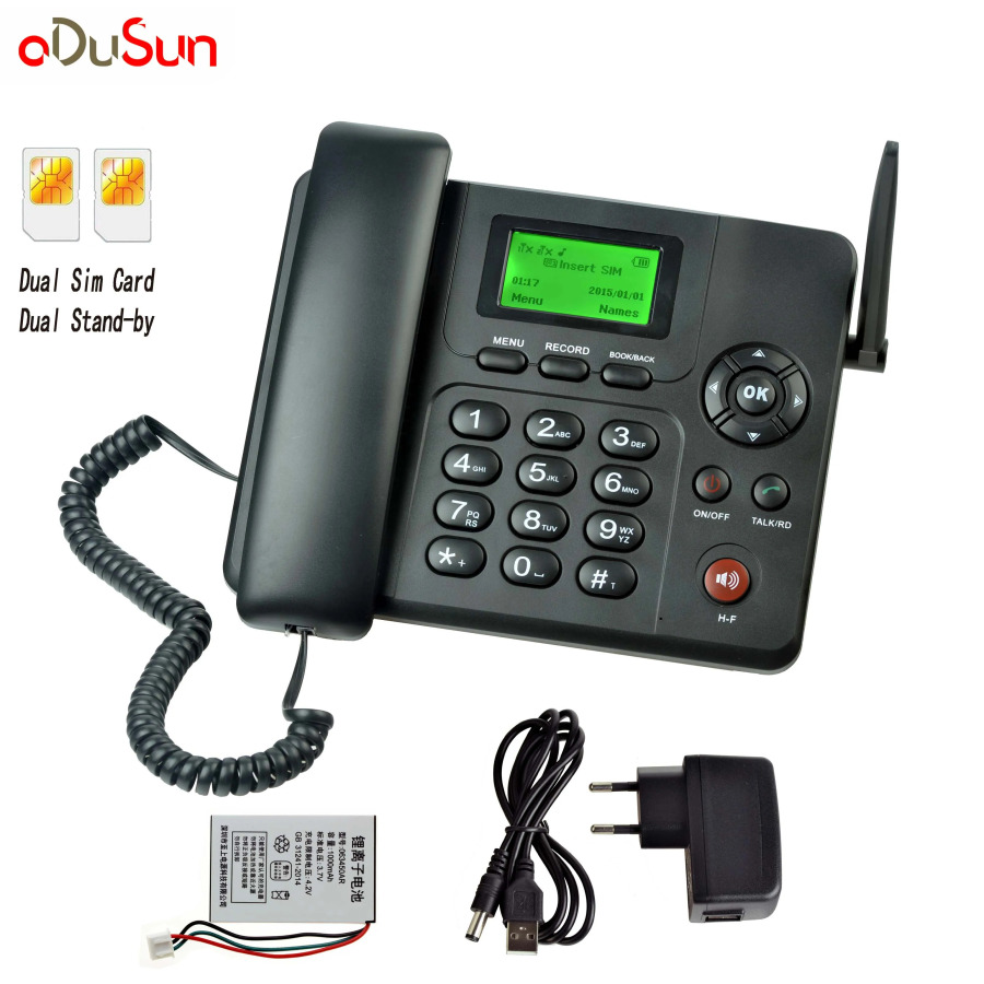 Фиксированный беспроводной телефон с двумя SIM-картами GSM и FM-радио, MP3-плеер, внутренняя антенна, поддержка русский, испанский, французский, арабский, итальянский