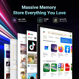 Eng yangi 14 dyuymli katta ekranli planshet kompyuter Android 14 planshet 16+512 GB telefon qo'ng'irog'i BT 5G Wifi paneli o'qish/nota musiqasi/oshxona uchun