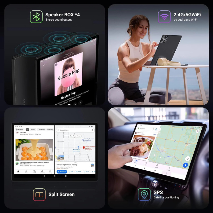 Eng yangi 14 dyuymli katta ekranli planshet kompyuter Android 14 planshet 16+512 GB telefon qo'ng'irog'i BT 5G Wifi paneli o'qish/nota musiqasi/oshxona uchun