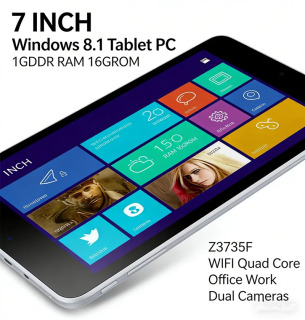 Планшетный ПК 7 дюймов, 32-битный, Windows 8.1, процессор Z3735F, 1 ГБ DDR RAM, 16 ГБ ROM, Wi-Fi, четырехъядерный, для офисной работы, с двумя камерами