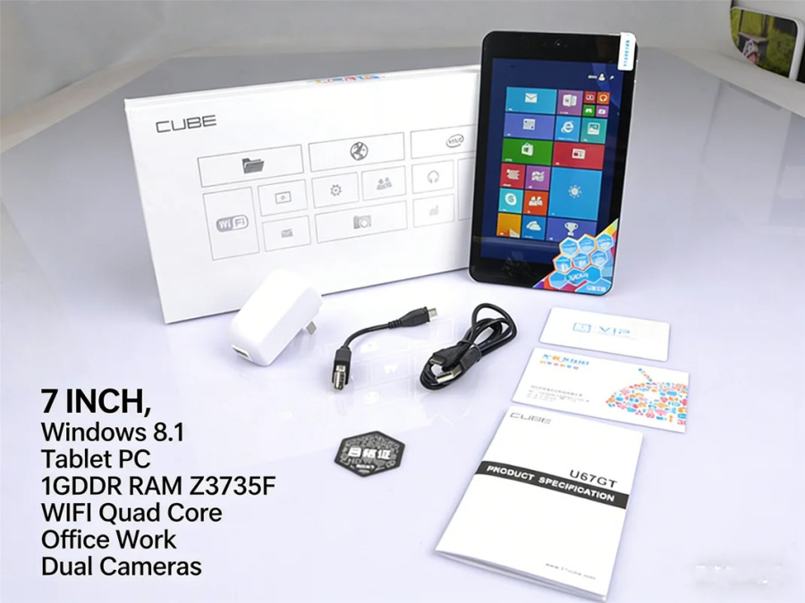 Планшетный ПК 7 дюймов, 32-битный, Windows 8.1, процессор Z3735F, 1 ГБ DDR RAM, 16 ГБ ROM, Wi-Fi, четырехъядерный, для офисной работы, с двумя камерами