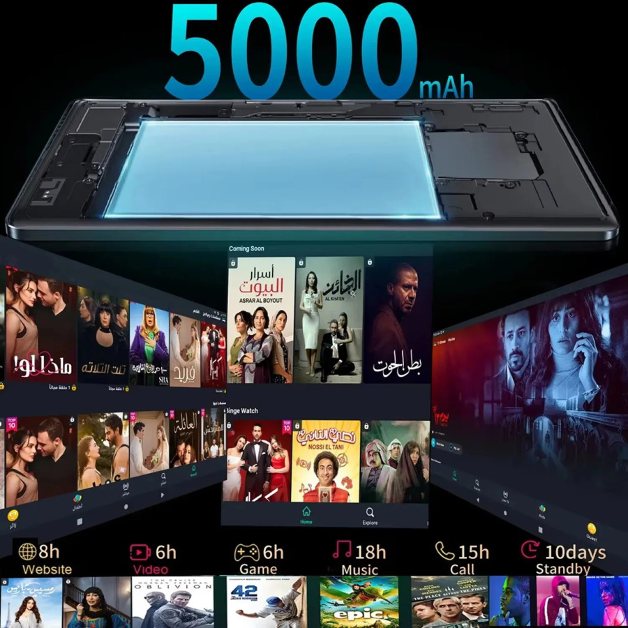 10,1 dyuymli displeyli planshet, 8 GB operativ xotira, 2025 GB ROM, 4G LTE, Android 13