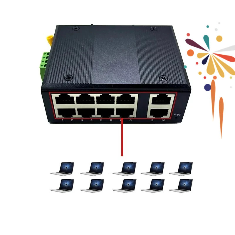 10 портов 10/100M 12V-54V Ethernet industrial swith
