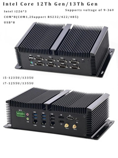 13-avlod sanoat kompyuteri i5-1335U/i7-1355U 8 COM 3*LAN 2*HDMI 1*DP RS232, 422, 485 COM USB WIFI sanoat kompyuteri