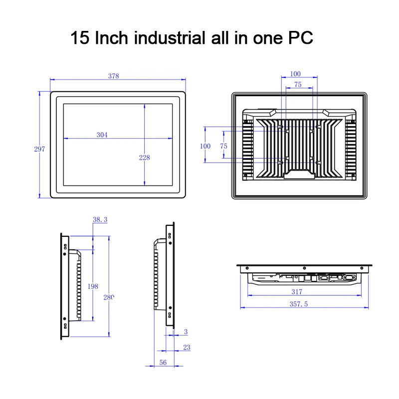 15 dyuymli sig'imli sensorli sanoat kompyuteri Intel i5-8365U, Wi-Fi modulli protsessor, o'rnatilgan mashinani boshqarish kompyuteri