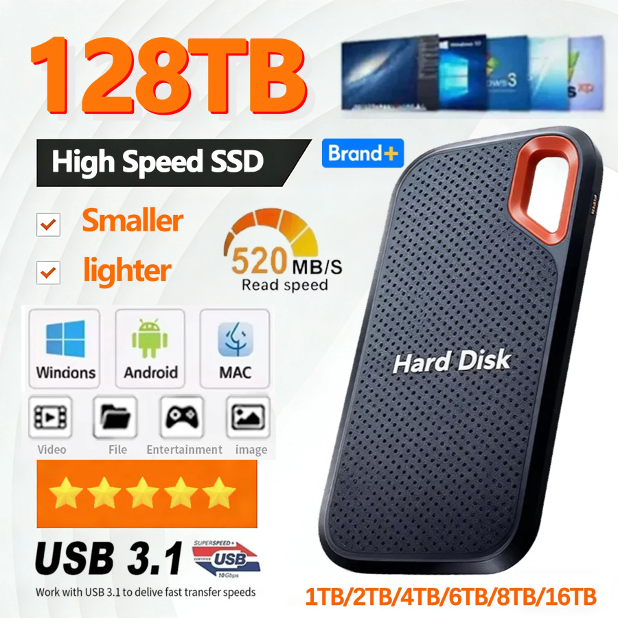 Высокоскоростной внешний твердотельный накопитель 1 ТБ Портативный SSD Внешний жесткий диск 128 ТБ Внешний жесткий диск Жесткий диск для ноутбука Mac PC