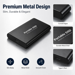 Kompyuter/MAC/noutbuk/telefon uchun tashqi qattiq holatdagi yangi 1TB portativ SSD 2TB yuqori sig‘imli HDD USB3.1 tashqi qattiq disk