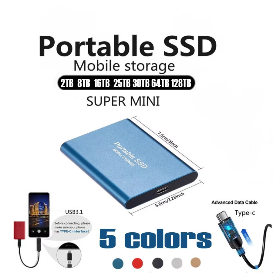4TB tashqi qattiq disk, 8TB portativ SSD, tashqi SSD, katta xotira, kompyuter/Mac/telefon uchun yuqori tezlikda saqlash