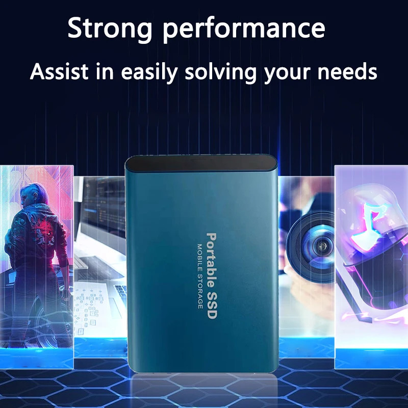 Новый внешний жесткий диск 2 ТБ Портативный SSD 4 ТБ Высокоскоростной жесткий диск 128 ТБ Массовый мобильный твердотельный накопитель USB3.1 для ноутбуков/ПК/MAC