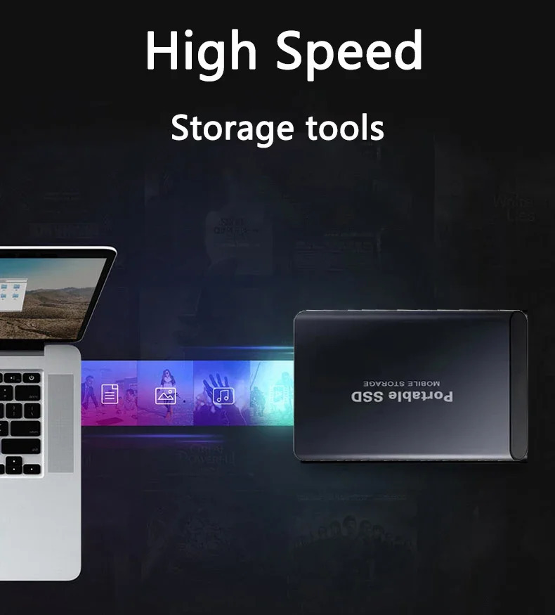 Новый внешний жесткий диск 2 ТБ Портативный SSD 4 ТБ Высокоскоростной жесткий диск 128 ТБ Массовый мобильный твердотельный накопитель USB3.1 для ноутбуков/ПК/MAC