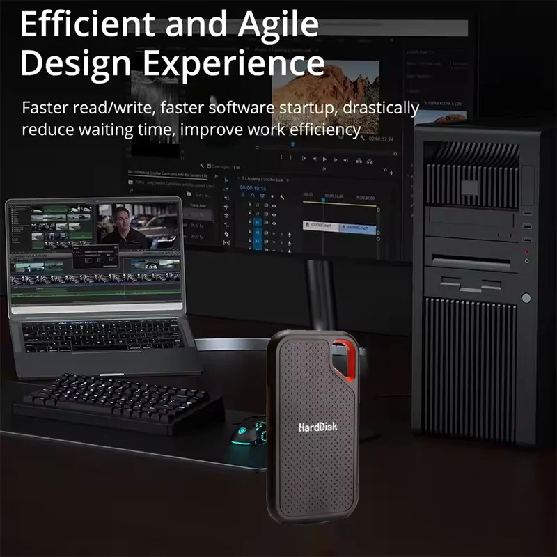 Noutbuklar, shaxsiy kompyuterlar va MacBooklar uchun tashqi SSD 1TB 2TB Type-C portativ diski