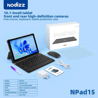 Планшет Npad15 Plus 10.1 дюйма, Android 15, 12 ГБ ОЗУ, 512 ГБ ПЗУ, 5G WiFi, Bluetooth, аккумулятор 7000 мАч, Type-C, с клавиатурой