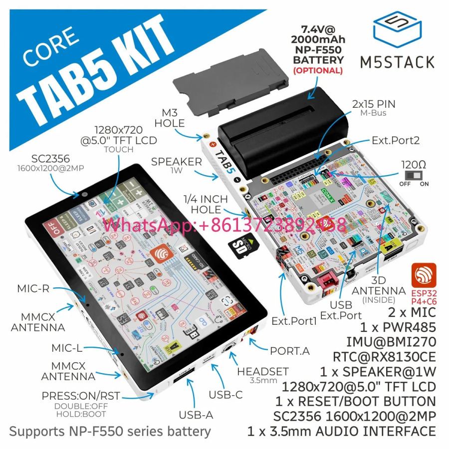 Популярный портативный смарт-терминал IoT M5Stack TAB5 на базе ESP32-P4 + ESP32-C6