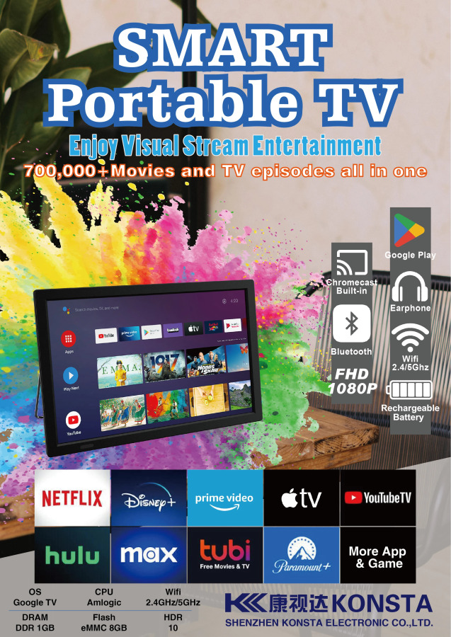 Портативный цифровой смарт-телевизор Wi-Fi, мини-светодиодный телевизор GTV Google TV с FM-радио DVB-T2/ATSC/ISDB