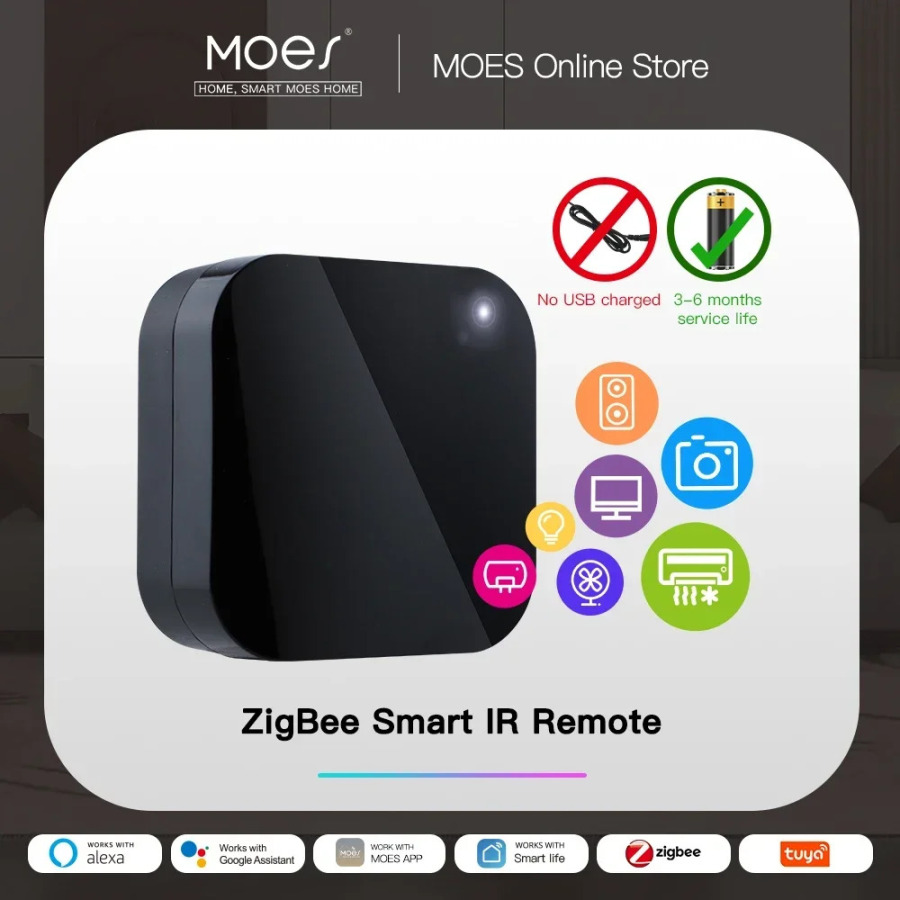 MOES Tuya ZigBee Smart ИК-пульт дистанционного управления Универсальный инфракрасный пульт дистанционного управления для умного дома работает с Alexa Google Home