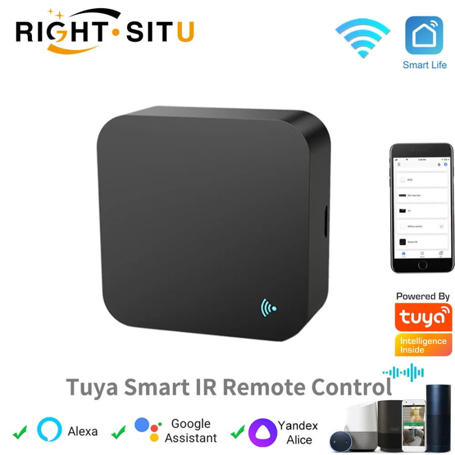 ИК-пульт дистанционного управления Smart Wi-Fi Универсальный инфракрасный Tuya для умного дома Управление для телевизора DVD AUD AC Работает с Amz Alexa Google Home