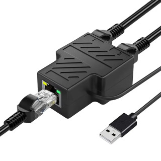 Разветвитель Ethernet Cat 5/6/7/8, кабель от 1 до 2, сетевой коммутатор с USB-шнуром питания, RJ45, 1 в 2-out, одновременно подключен к сети с 2 устройствами Красный