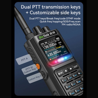BinTolk BT8000 Walkie Talkie 10 Vt to'liq diapazonli simsiz dasturlashtiriladigan Bluetooth shovqinni bekor qilish xususiyatlari va Type-C Porta zaryadlash