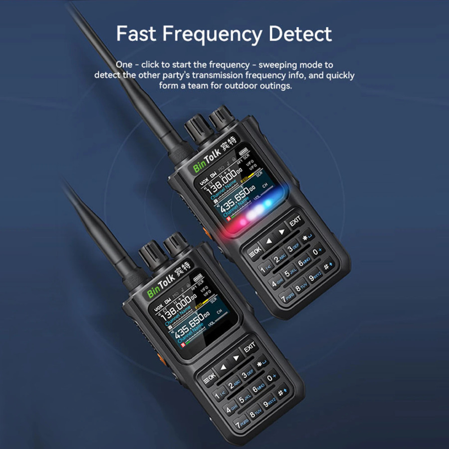 BinTolk BT8000 Walkie Talkie 10 Vt to'liq diapazonli simsiz dasturlashtiriladigan Bluetooth shovqinni bekor qilish xususiyatlari va Type-C Porta zaryadlash