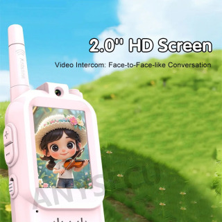 Bolalar uchun video Walkie Talkies 2 dona qayta zaryadlanuvchi interkom funksiyasi Yoqimli 2 dyuymli ekranli bitta teginish bilan qo'ng'iroq bolalar uchun video interkom