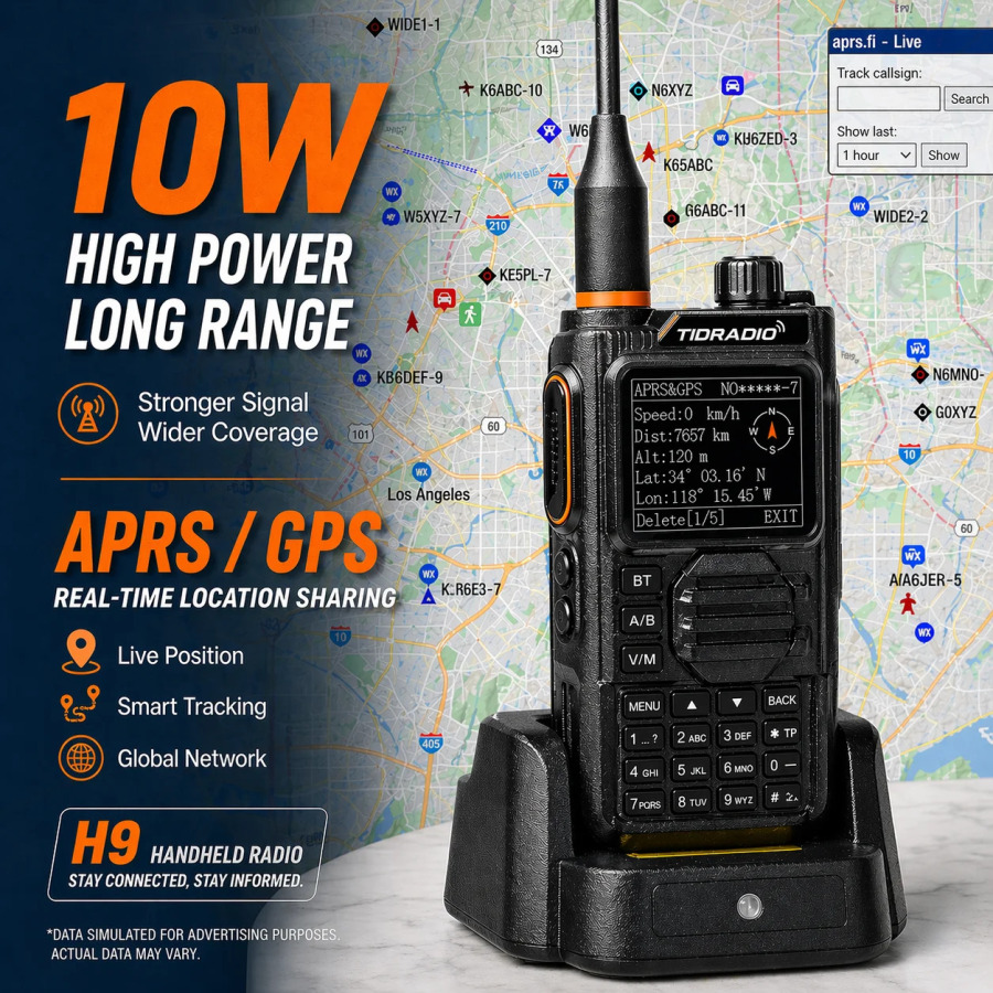 TIDRADIO TD-H9 10W uzoq masofali radio havo tarmoqli APP Simsiz dasturlash APRS GPS Walkie Talkie NOAA Walkie Talkie