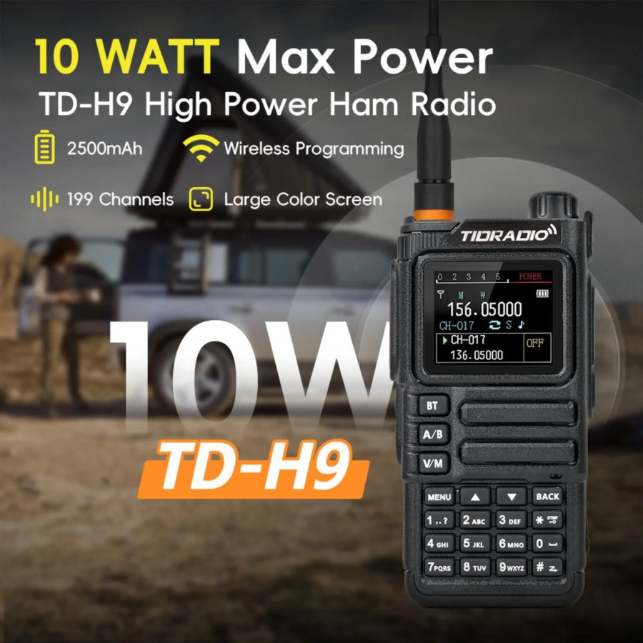 TIDRADIO TD-H9 10W uzoq masofali radio havo tarmoqli APP Simsiz dasturlash APRS GPS Walkie Talkie NOAA Walkie Talkie