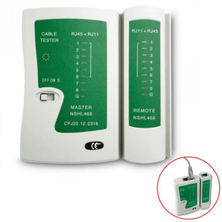 Tarmoq kabeli sinov qurilmasi RJ45, RJ11, RJ12, Cat5, UTP, LAN, masofaviy kabel sinovi