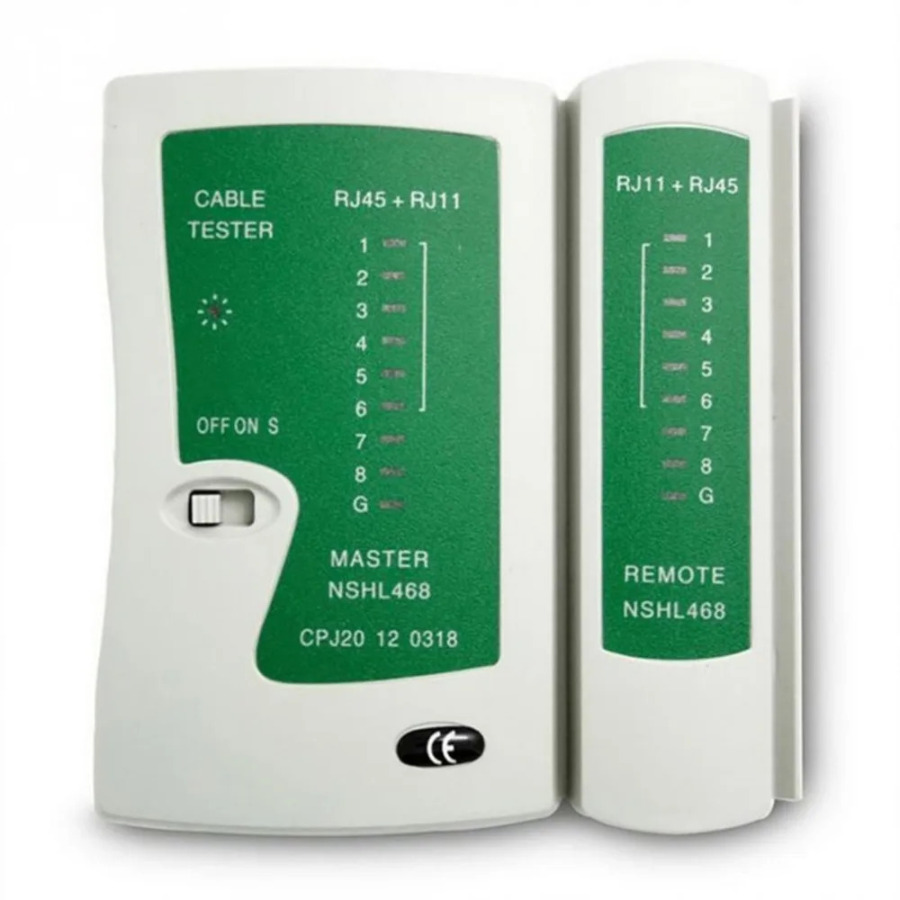 Tarmoq kabeli sinov qurilmasi RJ45, RJ11, RJ12, Cat5, UTP, LAN, masofaviy kabel sinovi