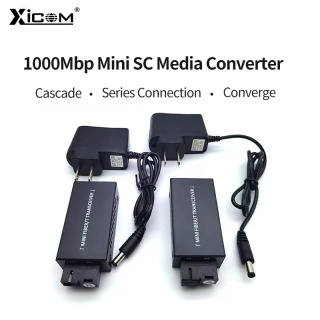1 пара гигабитных 100/1000 м A/B SC Ethernet оптоволоконный коммутатор медиаконвертер Rj45 оптический приемопередатчик 20 км fibra переключатель с блоком питания Синий