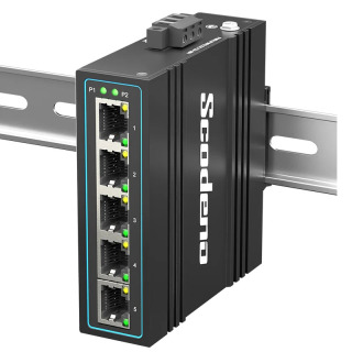 Промышленный сетевой коммутатор Ethernet, 5 портов, DIN-рейка, неуправляемый Megabit IP40 Metal Синий