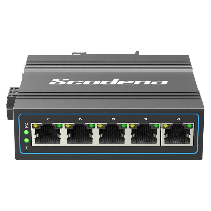 Промышленный сетевой коммутатор Ethernet, 5 портов, DIN-рейка, неуправляемый Megabit IP40 Metal