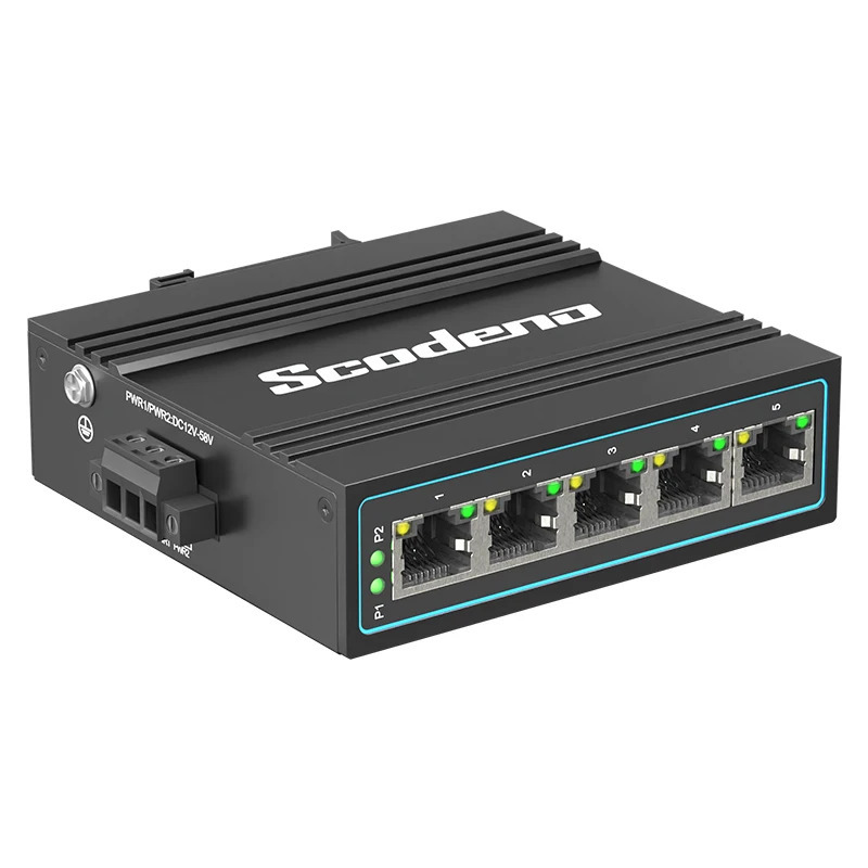 Промышленный сетевой коммутатор Ethernet, 5 портов, DIN-рейка, неуправляемый Megabit IP40 Metal