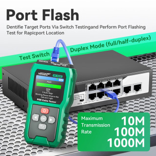 NOYAFA NF-8505 tarmoq kabeli sinov qurilmasi, PoE Ethernet kabeli izlagichi, PoE kuchlanish va quvvatni tekshirgich, nosozlik masofasini oʻlchagich