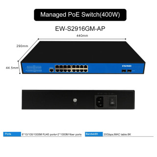 Ethernet tarmogʻi kaliti, Ethernet tarmogʻi, Ethernet tarmogʻi, 1000M/10G, 800W, 16/24/28/36/48 port, Ethernet quvvat manbai БЕЛЫЙ