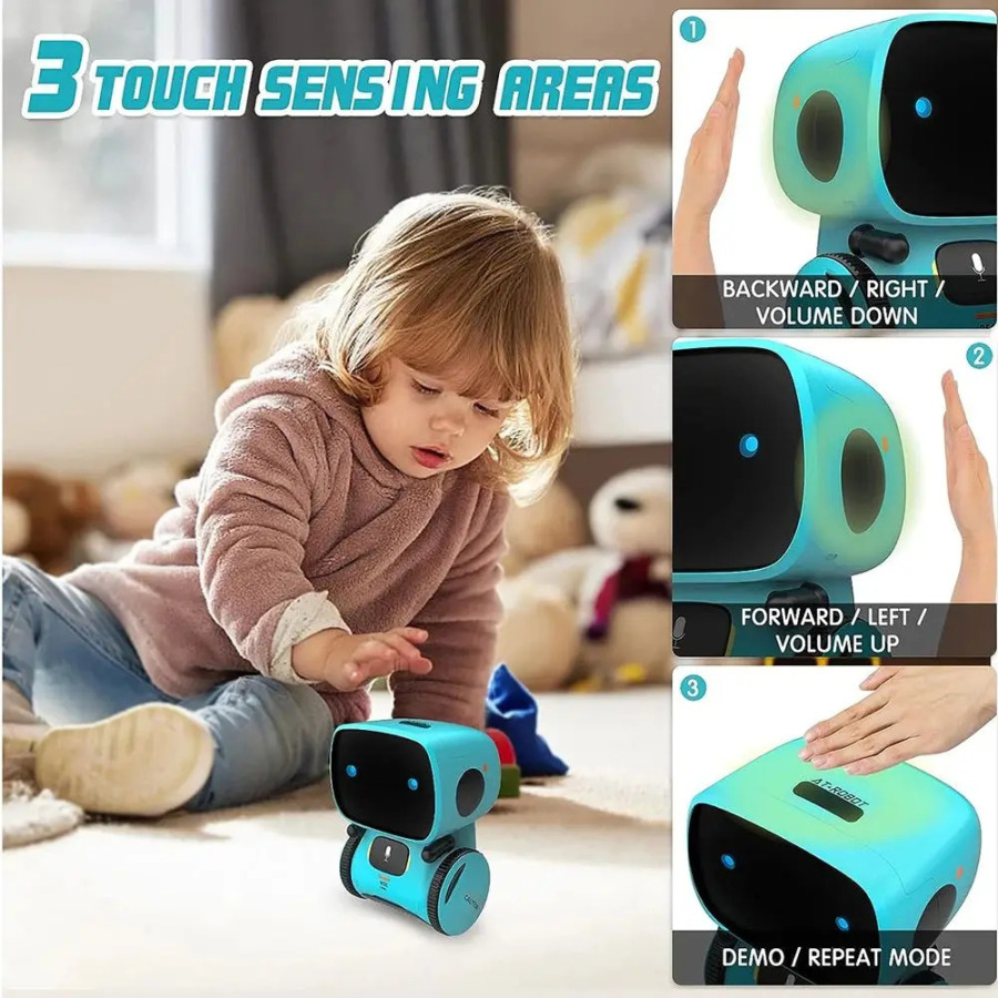 Emo Robot Intelligent Robots Rus Ingliz Ispan versiyasi Ovozli va Sensorli Boshqaruv O'yinchoqlari Interaktiv Ta'lim Bolalar O'yinchoqlari G