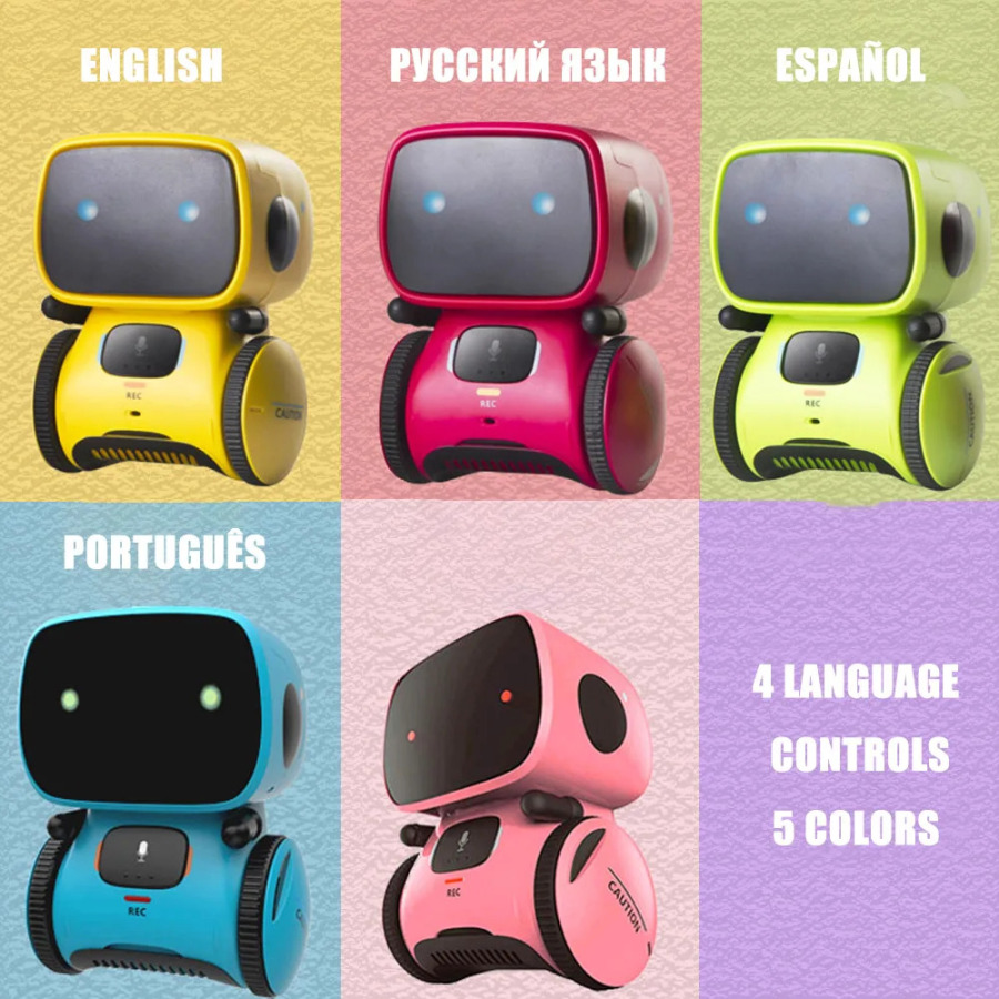 Emo Robot Intelligent Robots Rus Ingliz Ispan versiyasi Ovozli va Sensorli Boshqaruv O'yinchoqlari Interaktiv Ta'lim Bolalar O'yinchoqlari G