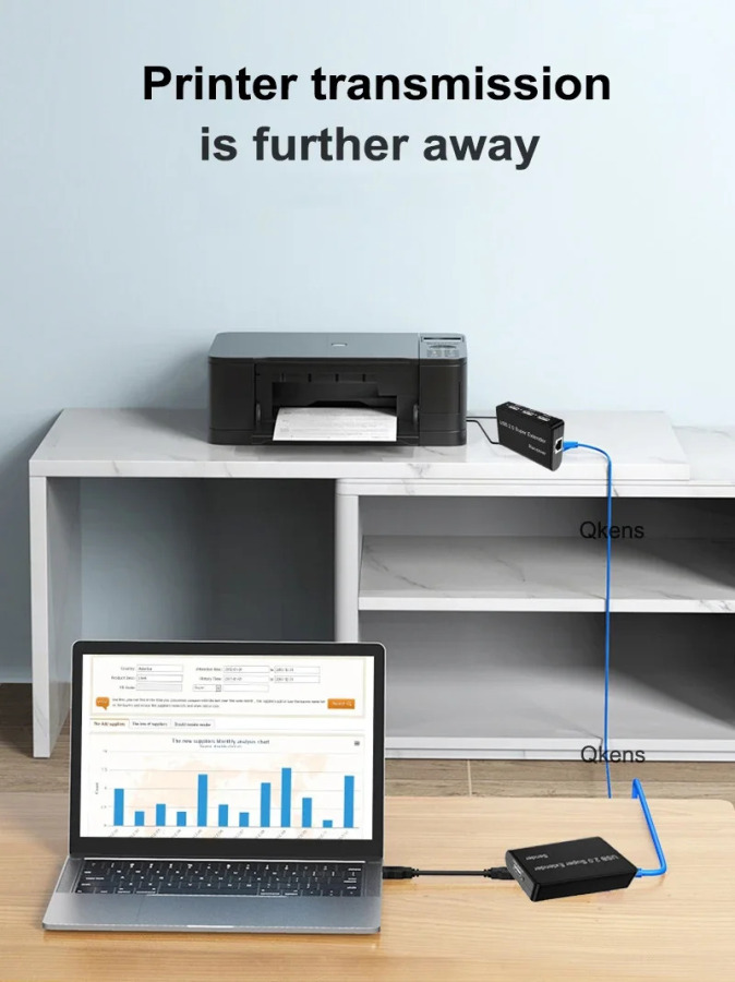 Настоящий 4-портовый сетевой удлинитель USB 2.0 через кабель Ethernet RJ45 Cat5e Cat6 100 м для веб-камеры, камеры, мыши, клавиатуры, принтера, сканера