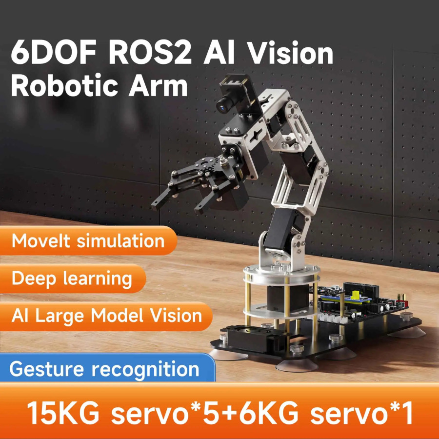 Yahboom DOFBOT SE Robotic Arm: ROS2 qo'llab-quvvatlashi va Python dasturlash bilan AI Robotic Vision Kit 6DOF versiyasi
