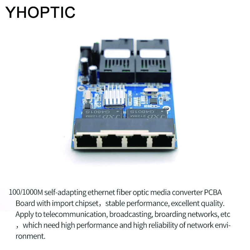 Гигабитный Ethernet-коммутатор с 2 оптоволоконными портами и 4 портами RJ45, плата медиаконвертера PCBA, гигабитный Ethernet-коммутатор, одномодовый, симплексный