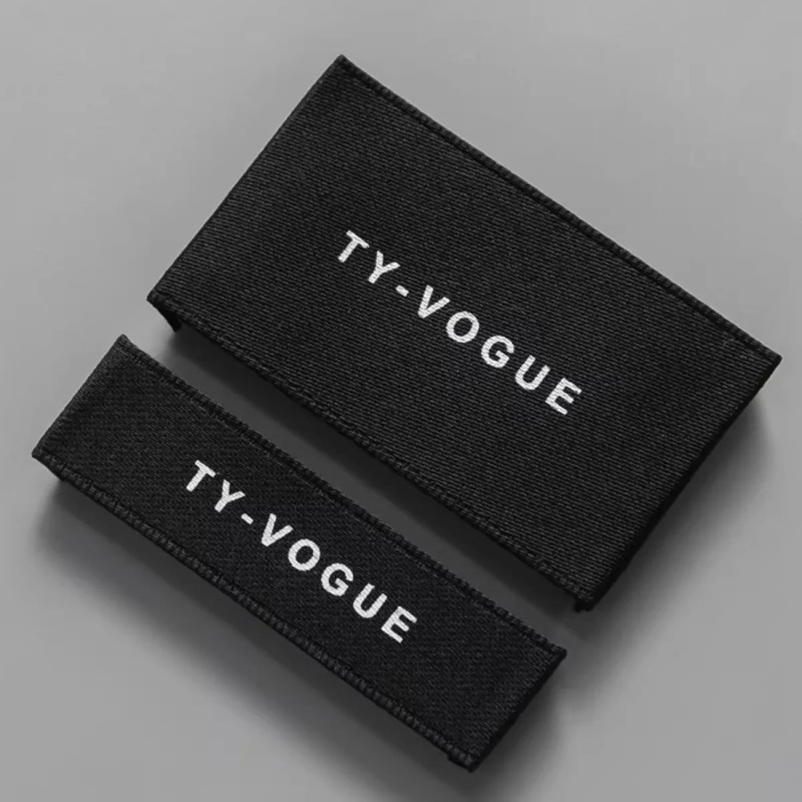 Maxsus toʻqilgan kiyim yorliqlari, kiyimni parvarish qilish teglari, yon belgi yorliqlari, moslashtirilgan logotip, maxsus havola 1