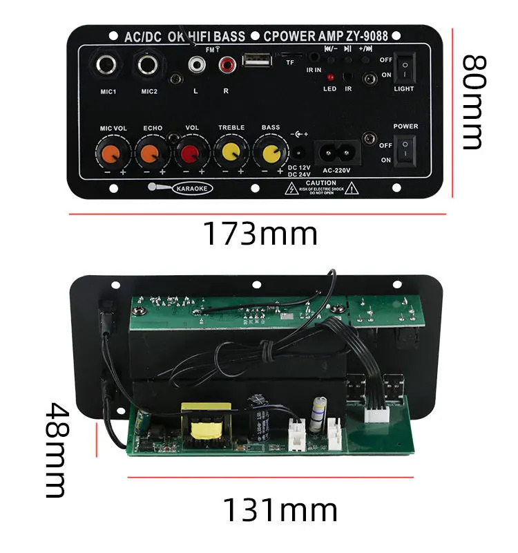 Ovoz kuchaytirgich taxtasi Ochiq avtomobil uchun DIY audio karaoke Bluetooth kuchaytirgichi sabvufer dinamiki Avtomobil kuchaytirgichi
