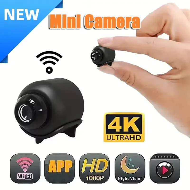 4K HD simsiz CCTV kamerasi Aqlli uy uchun to'liq rangli monitorli tungi ko'rish harakatini aniqlash mini video kamerasi