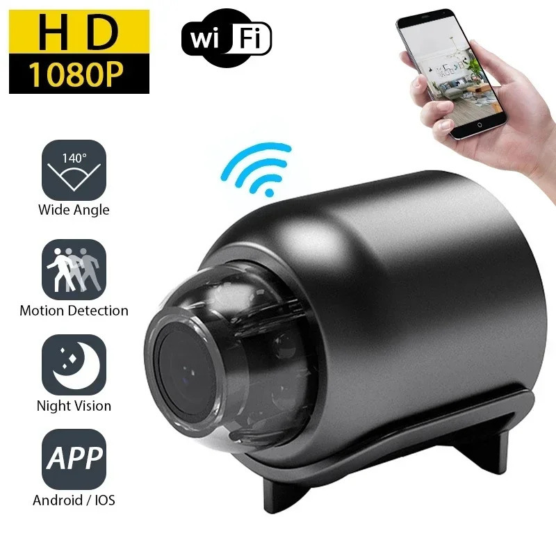 4K HD simsiz CCTV kamerasi Aqlli uy uchun to'liq rangli monitorli tungi ko'rish harakatini aniqlash mini video kamerasi