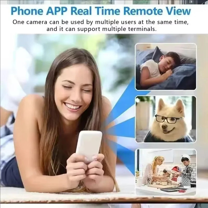 4K HD simsiz CCTV kamerasi Aqlli uy uchun to'liq rangli monitorli tungi ko'rish harakatini aniqlash mini video kamerasi