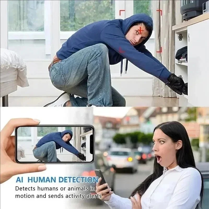 4K HD simsiz CCTV kamerasi Aqlli uy uchun to'liq rangli monitorli tungi ko'rish harakatini aniqlash mini video kamerasi