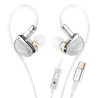 Наушники-вкладыши EarAcoustic Audio Sta-K с двойным драйвером, HIFI басовые наушники, высокое качество звука, мониторные наушники, игровые гарнитуры БЕЛЫЙ