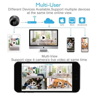 Mikro uy simsiz video kuzatuvi Wi-Fi kamerasi bilan mini xavfsizlik nazorati IP sensorli infraqizil CMOS 2MP kamera, telefon signalizatsiyasi