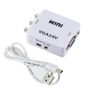 VGA-dan AV-ga konvertor HD 1080P VGA-dan RCA/AVga adapter, 3,5 mm audio chiqishli VGA-dan RCA-ga video konvertori Kompyuter kompyuteri noutbuki televizori черный <= 0.5 м