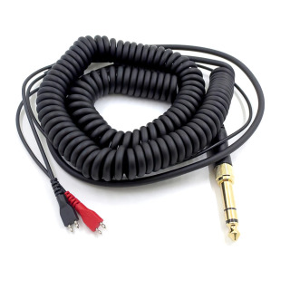 Аудиокабель для Sennheiser ﻿ HD25 HD545 HD565 HD535 HD580 HD600 HD650 HD660S 3,5 мм 6,5 мм адаптер двойного назначения для наушников пружинный провод черный 1,5 м